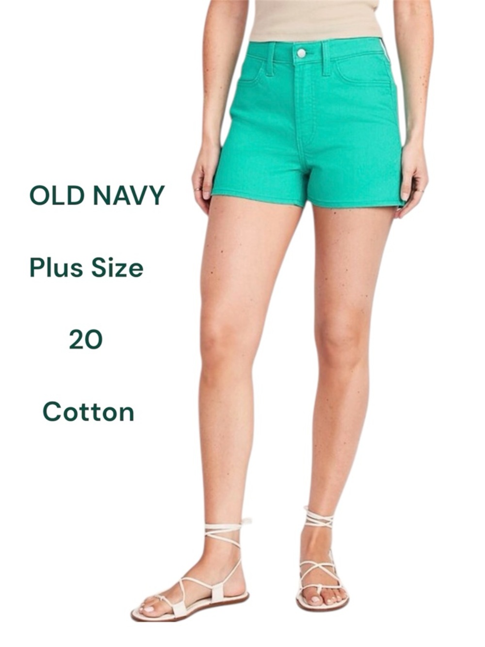 Old Navy Plus Size Green Aqua High-Rise Stretch Shorts 20 Inseam 3”